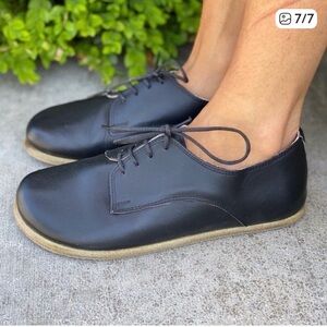 Aintap Barefoot Leather Oxfords 40 Navy Blue Womens Shoes Zero Drop &copper tab